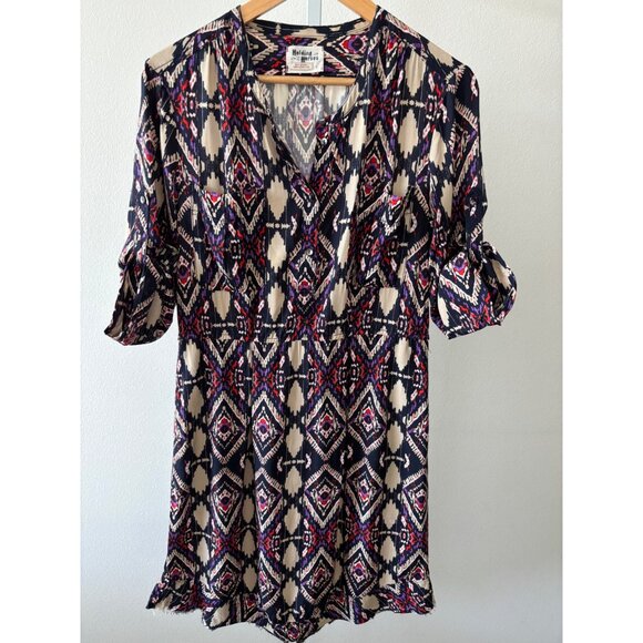 Holding Horses for Anthropologie Dress 4 Tribal Ikat Print Boho Festival Casual - Picture 3 of 15